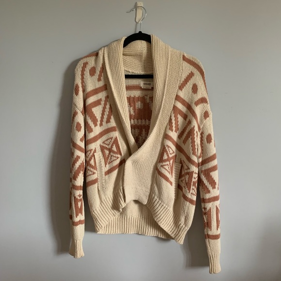 Aritzia Golden TNA Neutral Geometric Knit Cardigan - Picture 1 of 3
